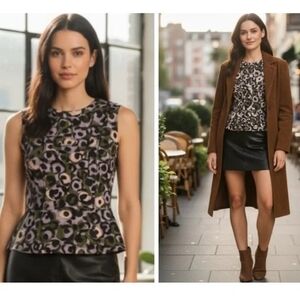 MARNI Multicolor Abstract Floral Peplum Tank TopMade in Italy Size 4